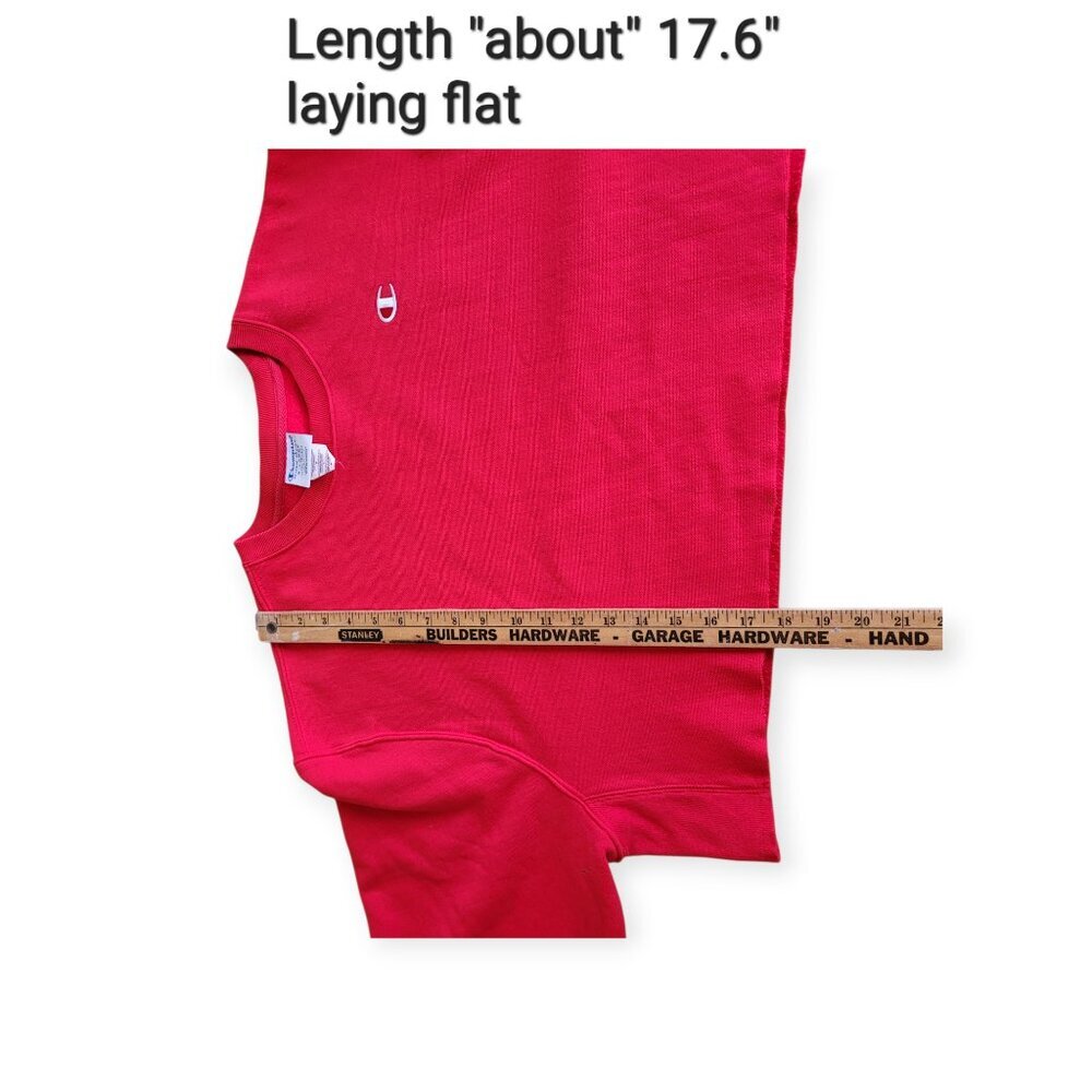 Champion XL Tomato Red Reverse Weave Cropped Sweatshirt Oversized Crewneck - Picture 6 of 9
